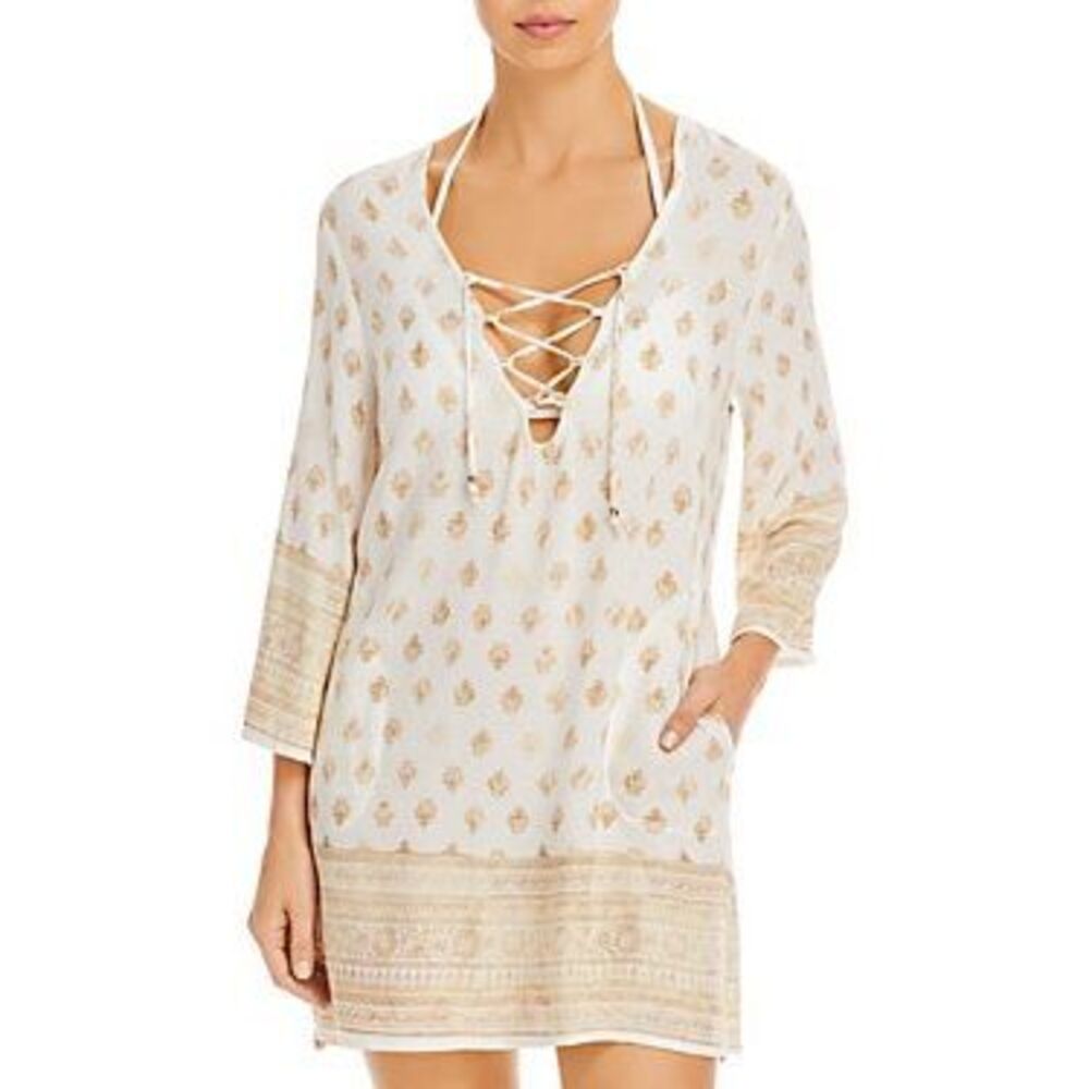 J. Valdi Venice Lace up Dress Swim Cover up Size M